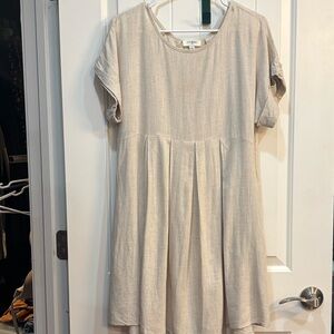 Umgee Beige Linen Blend Dress